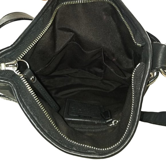 COACH F19730 Optic Black Chain Signature Crossbody Handbag Leather Trim - Picture 2 of 5